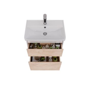 Тумба Lemark COMBI 60 см под 1 раковину, подвесная/напольная, 2 ящика, цвет фасада: Дуб кантри, цвет LM03C60T-dub — фото 2, Тумбы под раковину