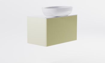 Тумба М-40 Slim 80см 1ящ RAL1013 мат./волна, раковина Атрия бел гл., столешница Solid бел гл 4631177714559 — фото 2, Тумбы с раковиной