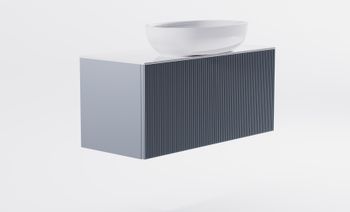 Тумба М-40 Slim 90см 1ящ NCS S 3005-R80B мат./волна, раковина Атрия бел гл., столешница Solid бел гл. 4631177714597 — фото 2, Тумбы с раковиной