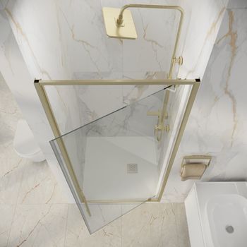 Дверь в нишу Niagara Nova NG-45-9ASG (90х195) распашная,золото сатин,стекло прозрачное,1 место — фото 6, Душевые двери в нишу