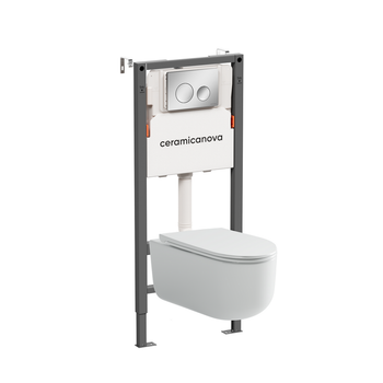 Комплект Подвесной унитаз Ulma Rimless + Система инсталляции Balance кнопка Circle, хром глянцевый — фото 1, Комплекты унитаз + инсталляция