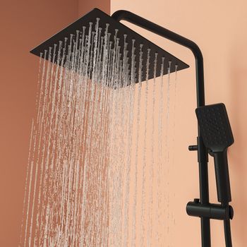 Душевая стойка SANCOS KANEDO с термостатом с верхним душем 248x248 мм ручным душем 110 мм 4 режима черный матовый SC7100MB — фото 3, Душевые стойки