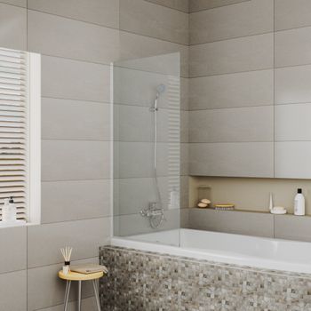 Шторка на ванну стеклянная D&K Berlin DG1007001, 140*70, хром полированный — фото 2, Шторки на ванну