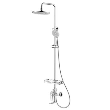 VERBA Смеситель LM11462C для ванны и душа с регулируемой высотой штанги и верхней душевой лейкой "Тр — фото 1, Смеситель для ванны