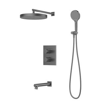 Душевая система IDDIS Duna с тропическим, ручным душем и изливом, термостат, графит матовый (DUNGMSTi68) — фото 2, Душевые системы