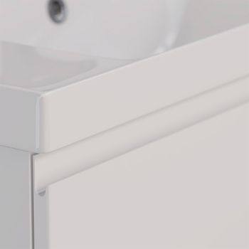 Товар: Тумба Lemark VEON MINI 90 см под 1 раковину, подвесная, с 1 ящик, цвет корпуса, фасада: Белый глянец LM02VM90T - фото 3 Тумба Lemark VEON MINI 90 см под 1 раковину, подвесная, с 1 ящик, цвет корпуса, фасада: Белый глянец LM02VM90T — фото 3, Тумбы под раковину