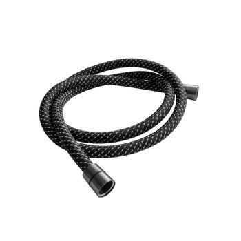 AQM1503GM Шланг душевой текстиль, ПВХ, 1500 мм, с латун конич гайкой и защитой от скруч, металл — фото 1, Душевые шланги