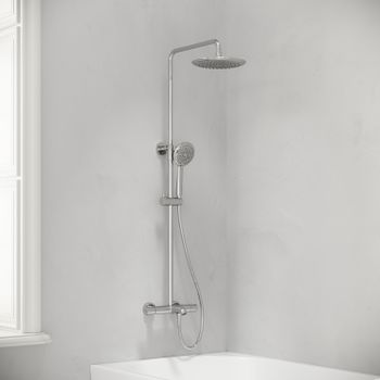 Душевая стойка с изливом и термостатом для ванны/душа Game, с регулировкой по высоте, цвет хром, арт.SC3001LCH — фото 2, Душевые стойки