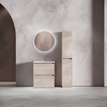 Тумба под раковину SANCOS Libra Floor напольная, 690х450х840, c двумя ящиками оснащенными доводчиками, дуб галифакс натуральный, арт. LB70FEG — фото 2, Тумбы под раковину