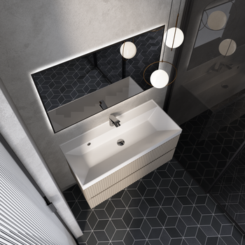 AQM900110BG "S1" Тумба под умывальник подвесная 100 см., цвет бежевый. — фото 3, Тумбы под раковину