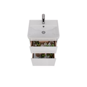 Тумба Lemark COMBI 50 см под 1 раковину, подвесная/напольная, 2 ящика, цвет корпуса, фасада: Белый г LM03C50T — фото 2, Тумбы под раковину