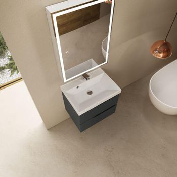 AQM900360GM "S3" тумба под умывальник подвесная 60 см., цвет антрацит. — фото 3, Тумбы под раковину