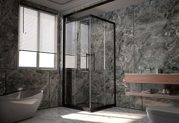 Душевой угол Veconi Premium Trento PTC-20B, 1100Х900x2000, черный матовый, стекло прозрачное PTC20-B-11090-01-C4 — фото 1, Душевые уголки