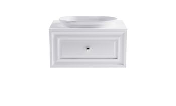 Тумба Шарм 80см 1ящ белый матовый, раковина Шарм бел глянец и столешницей Solid бел матовый 4631177715051 — фото 1, Тумбы с раковиной