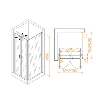 Душевой уголок RGW PA-144B (PA-104B+Z-050-2B+O-104B) 700x800 060814478-014 — фото 1, Душевые уголки