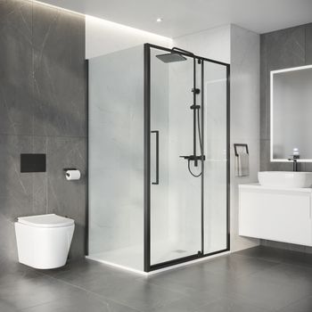 Душевое ограждение Niagara Nova NG-35-11AGR-A80GR-34 (110х80х195) прямоугольник,распашная,графит,стекло прозрачное,2 места — фото 3, Душевые уголки