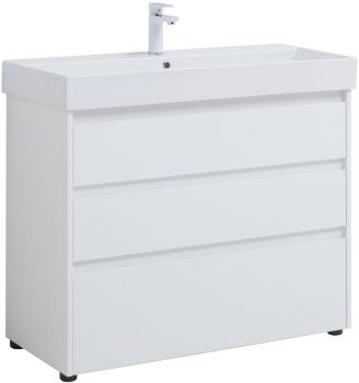 Тумба под раковину Aquanet Nova Lite 100 белый глянец (3 ящика) 00302478 — фото 10, Тумбы под раковину
