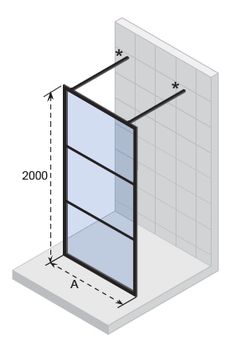 GRID GB401 1400x2000 душевая перегородка, черный RIHO G004035121 — фото 1, Душевые перегородки