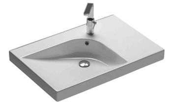 Раковина HATRIA GRANDANGOLO YXEU01 накладная или на тумбу с одним отверстием с переливом цвет белый — фото 1, Раковины