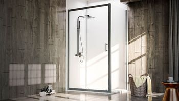 Душевой угол Veconi Rovigo RV-072B, 1400х800х1900 черный, стекло прозрачное RV072B-14080-01-C4 — фото 2, Душевые уголки