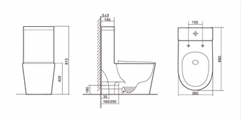 напольный унитаз ceramalux TR2178MN монолит — фото 4, Напольные унитазы