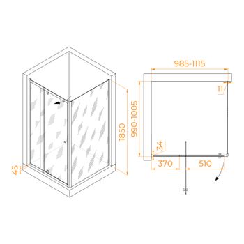 Душевой уголок RGW PA-32B (PA-02B + Z-050-1B) 1000x1000 41083200-014 — фото 1, Душевые уголки