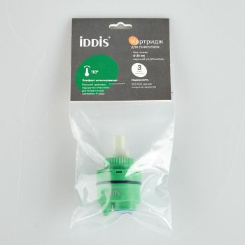 Картридж керамический для смесителя, 35 мм, без ножек, с верхним уплотнителем, IDDIS (999C35D1SM) — фото 1, Комплектующие для душевого оборудования