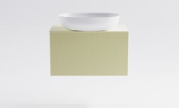 Тумба М-40 Slim 80см 1ящ RAL1013 мат./волна, раковина Атрия бел гл, столешница Solid в цвете 4631177715990 — фото 1, Тумбы с раковиной