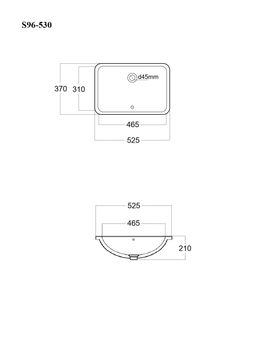 BOND S96-530 Раковина встраиваемая под столешницу 53х37,5х20см прямоугольная белая с переливом — фото 15, Раковины встраиваемые сверху