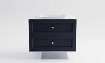 Тумба Классик 100 с 2ящ RAL7024 мат. с раковиной Ретро бел гл. и столешницей Solid бел гл. 4631177714443 — фото 1, Тумбы с раковиной