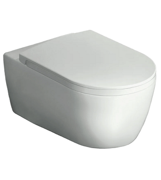 Комплект унитаз HATRIA Fusion Y1CC01 Y9AQ01 подвесной комплект с cиденьем с крышкой с плавным опусканием безободковый цвет белый — фото 1, Подвесные унитазы