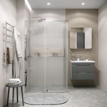 Боковая стенка Grossman Pragma 200.K33.03.90.10.02 (90х195) хром,стекло шиншилла, 1 место — фото 3, Боковые стенки