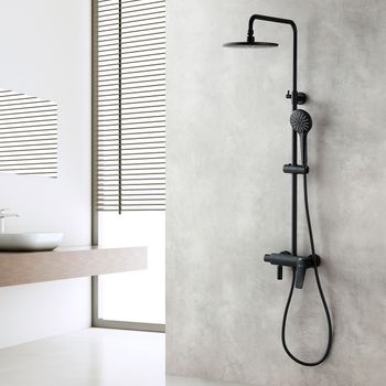 Bronx Смеситель для душа, пов.аэратор67мм верх.лейка'Троп. дождь',р/ОД, черный, LM, LM3762BL — фото 1, Лейки для душа