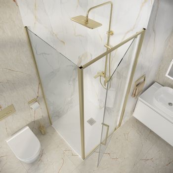 Душевое ограждение Niagara Nova NG-45-9ASG-A80SG-34 (90х80х195) прямоугольник,распашная,золото сатин,стекло прозрачное,2 места — фото 6, Душевые уголки