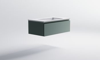 Нижний шкаф Альфа 90 с 1 ящиком зеленый (NCS S 3005-B80G матовый) + Раковина "Альфа 90" 03060006ncss3005-b80g+04010008 — фото 4, Тумбы с раковиной