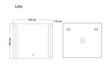 Зеркало LARA (900*800*45) LED с сенсорным выключателем и гравировкой 139080 — фото 3, Зеркала в ванную комнату
