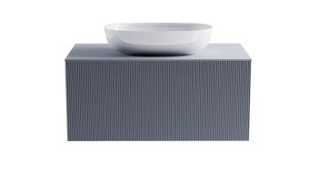 Тумба М-40 90см 1ящ NCS S 3005-R80B мат./волна, раковина Атрия бел гл, столешница Solid в цвете 4631177714849 — фото 1, Тумбы с раковиной