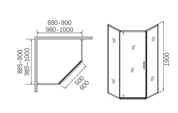 Душевая дверь распашная трапецевидная CL1006-100 — фото 1, Распашные душевые двери