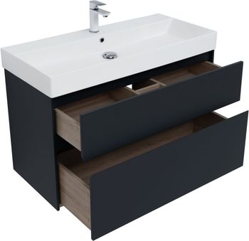 Тумба с раковиной Aquanet Бруклин 100 цв. антрацит матовый 00312874 — фото 11, Тумбы с раковиной