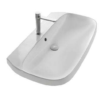 Раковина HATRIA ABITO YXXH01 подвесная или накладная с одним отверстием с переливом цвет белый — фото 1, Раковины