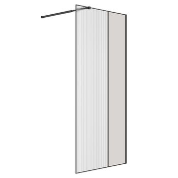 Душевая перегородка Niagara Nova NG-481-10FBLACK (100х200) черный матовый,стекло рифленое/тонированное,1 место — фото 1, Душевые перегородки