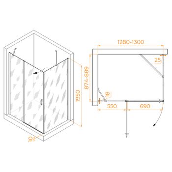 Душевой уголок RGW LE-044 (LE-004+Z-14) 1300x900 06124439-11 — фото 1, Душевые уголки