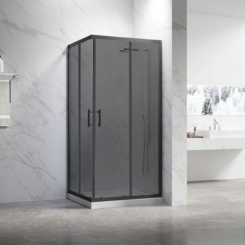 Душевой угол Veconi Rovigo RV-27B, 900х900х1900, черный, стекло тонированное RV27B-9090-05-C8 — фото 1, Душевые уголки