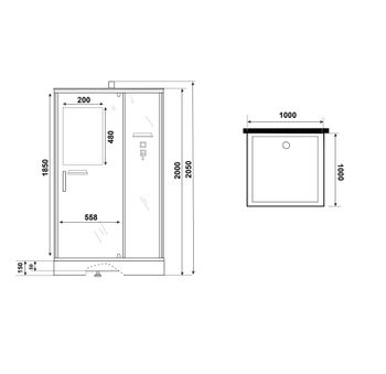 Душевая кабина Niagara Standart ST100/15Q/BK (100х100х200) квадрат,поддон 15см,распашная,проф.белый,без крыши,3 места — фото 11, Душевые кабины