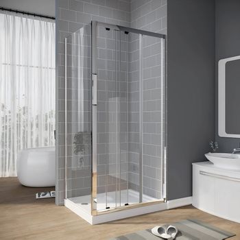 Душевой угол Veconi Rovigo RV-028, 1200х800х1950, хром, прозрачное стекло RV028B-12080-01-C8 — фото 2, Душевые уголки