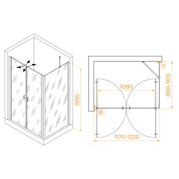 Душевой уголок RGW PA-144B (PA-104B+Z-050-2B+O-204B) 1200x900 060814429-14 — фото 1, Душевые уголки