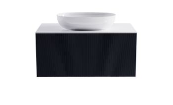 Тумба М-40 90см 1ящ цв RAL7024 мат./волна, раковина Атрия бел гл., столешница Solid бел гл. 4631177713644 — фото 1, Тумбы с раковиной