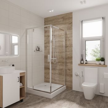 Душевое ограждение Niagara Nova NG-6602-08 (100х100х195) квадрат,хром,дверь распашная,стекло прозрачное,1 место 66020811 — фото 2, Душевые уголки