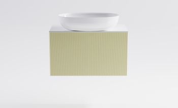 Тумба М-40 Slim 80см 1ящ RAL1013 мат./волна, раковина Атрия бел гл., столешница Solid бел гл 4631177714559 — фото 1, Тумбы с раковиной