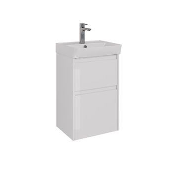 Тумба Lemark COMBI 45 см под 1 раковину, подвесная/напольная, 2 ящика, цвет корпуса, фасада: Белый г LM03C45T — фото 6, Тумбы под раковину